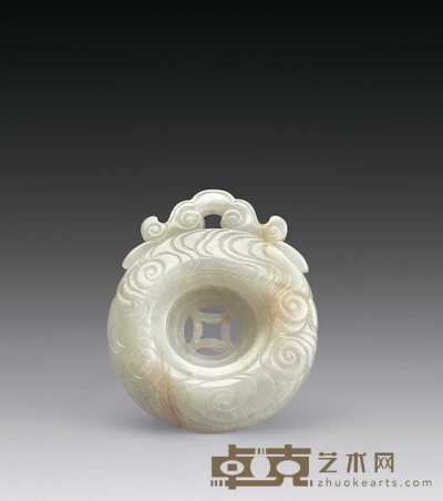 清 白玉云纹珮 长6cm；宽5.3cm